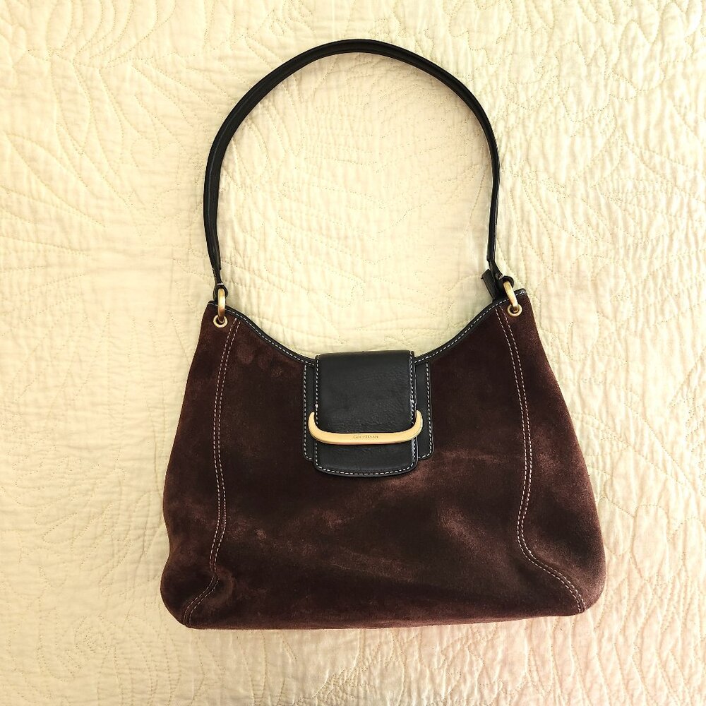 Vintage Cole Haan (Avalon?) Brown Suede Handbag Shoulder Bag with Magnetic…